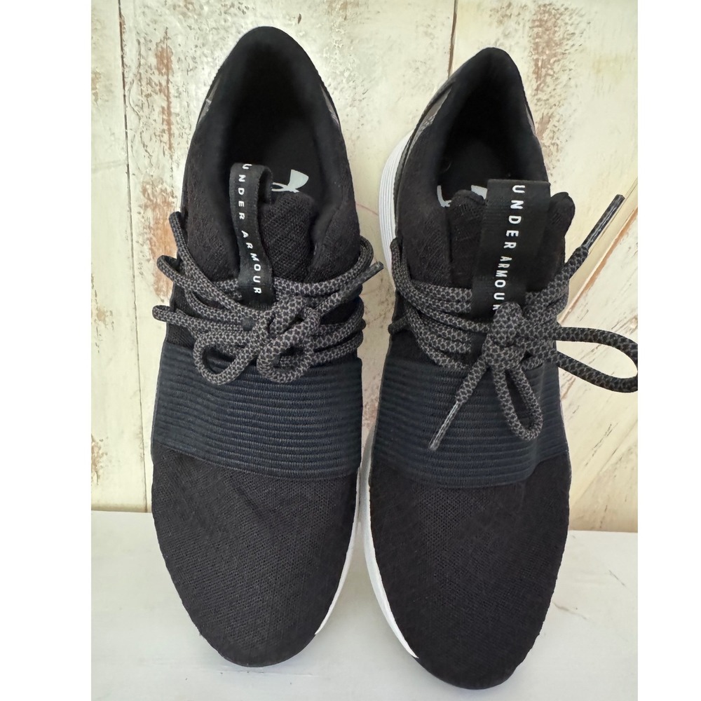 Under‎ Amour Black Charged Breathe Lace training shoes in black and white 10